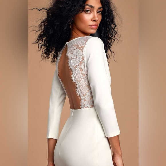 Lulus ~ 🤍Love Language White Lace Bodycon Backless
Dress NWT Small - Picture 6 of 13